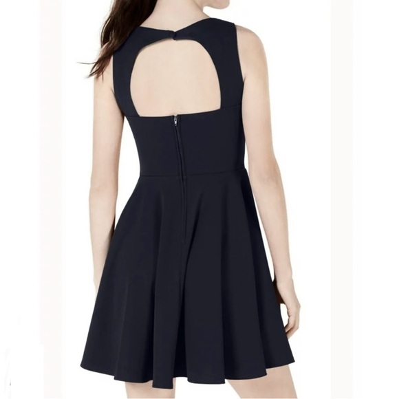 B Darlin V-Neck Fit & Flare Skater Dress - Black - Open Back - 14W - Picture 2 of 5